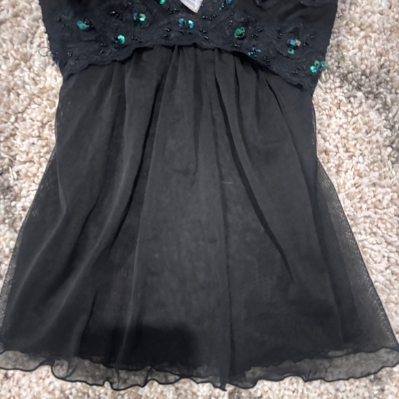 Delicates Black Tank Top with Green Accents - Picture 2 of 3